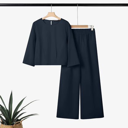 ZANZEA 2025 Women Autumn Matching Sets Solid Outfits Vintage Casual O Neck Long Sleeve Tops Pant Sets Fashion OL Work Tracksuit