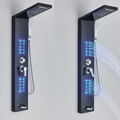 LED Shower Faucet Bathroom SPA Massage Jet Shower Matte Black Column System Waterfall Rain Shower Panel Bidet Sprayer Tap