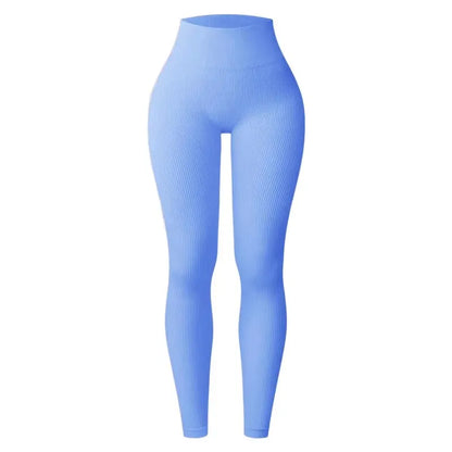 Women's seamless knitted thread yoga pants high waisted sports leggings hip lifting running training slimming and fashionable.