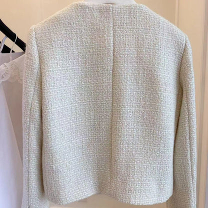 Frühling und Herbst Koreanische Mäntel Frauen Jacke Neue Französisch Wolle Tweed Mantel Mode High-end-Gold Taste Kurze Schlanke temperament