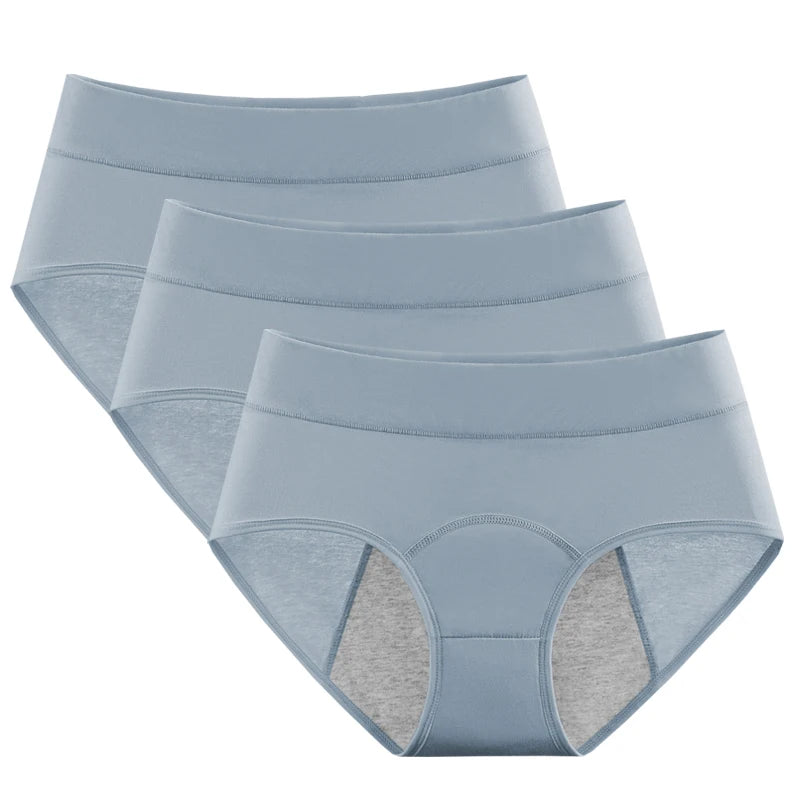 3pcs Cotton Women's Mid Waist Leak Proof Menstrual Panties Female Widen Period Physiological Briefs Lady Ventilate Comfort Panty