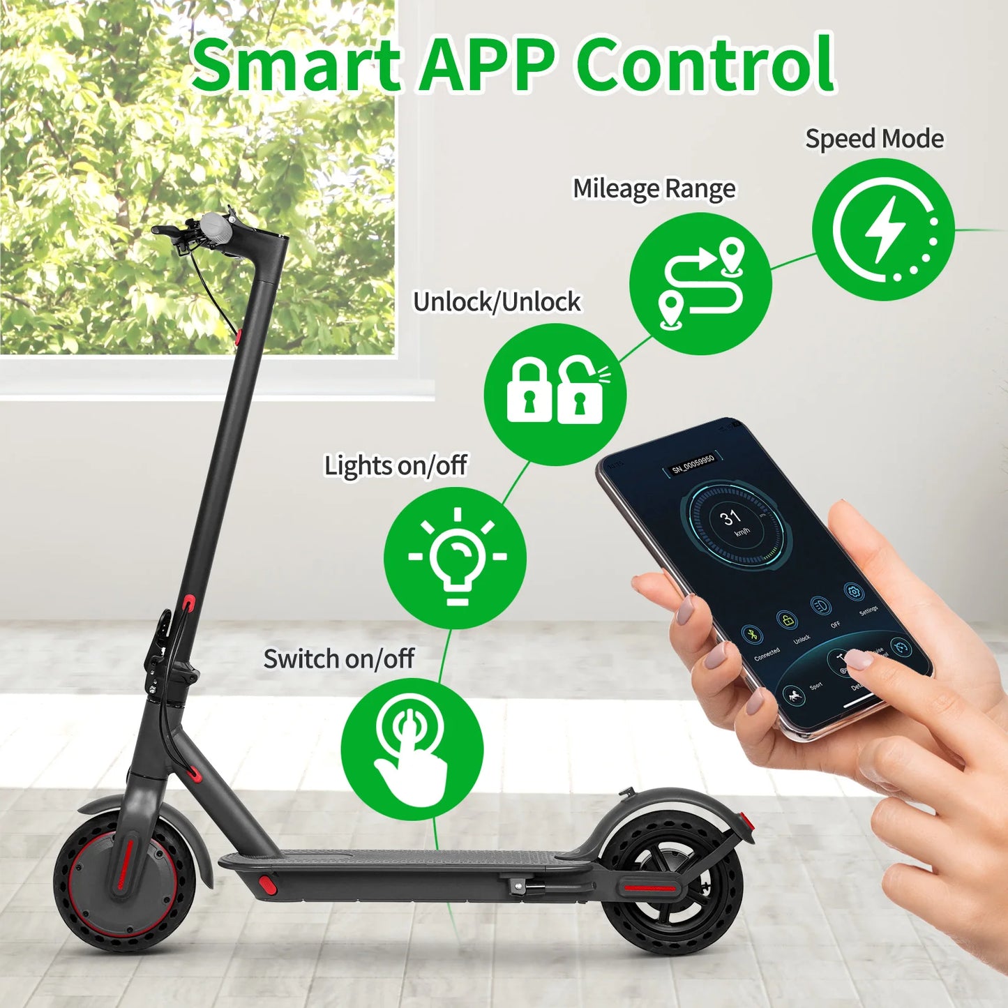 ATSANT TS07 Electric Scooter 600W 36V 10.5ah 31KM/H 35KM Long Range 8.5Inch Tyres with Shock Absorption Turn Signal Escooter