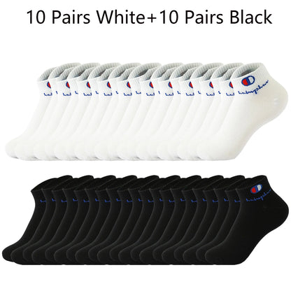 5/10/20 Pairs Men Ankle Socks Cotton Brand Classic Fashion Black White Socks Breathable Mesh Athletic Sports Socks for Summer