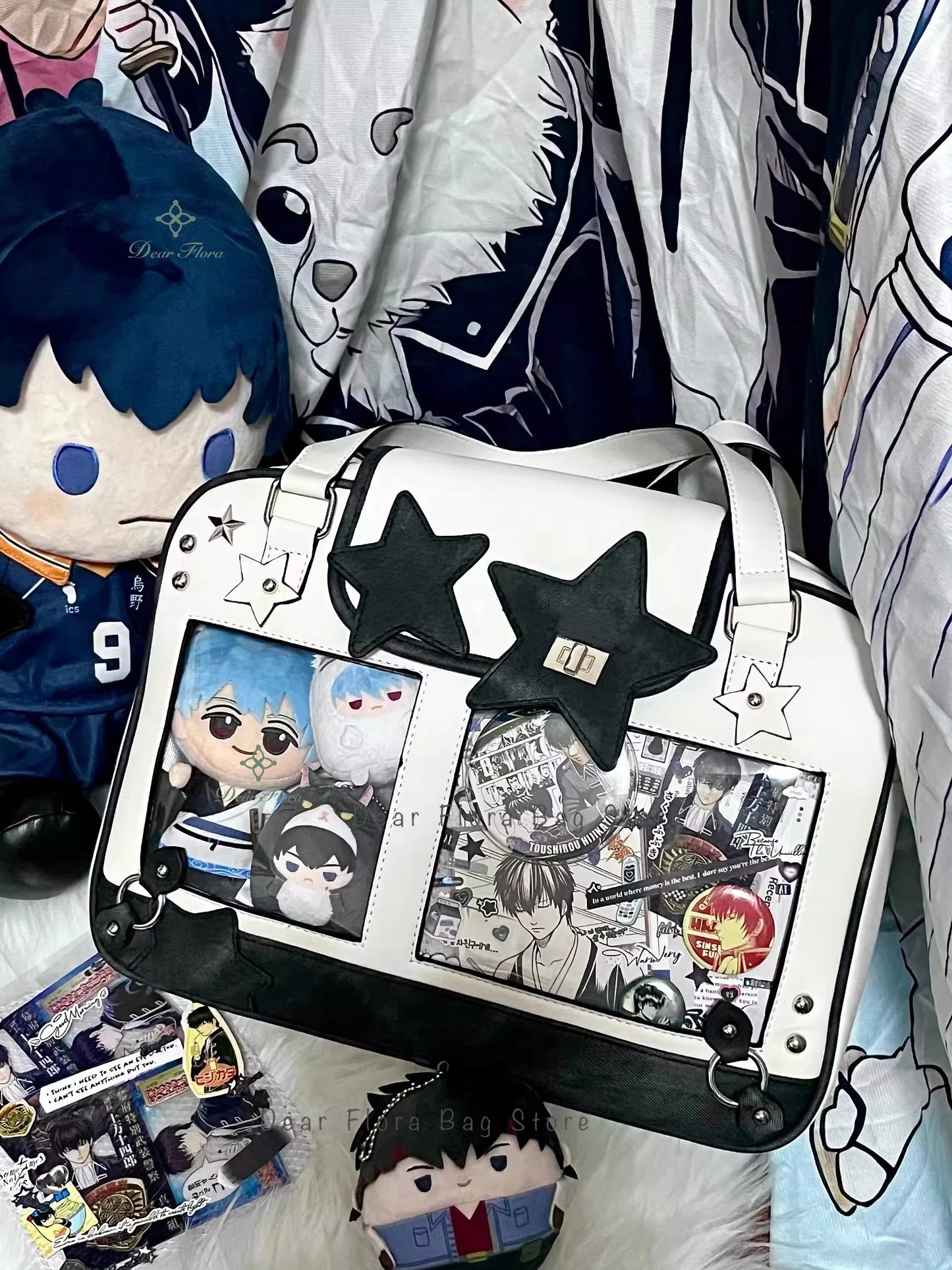 Y2K Trendy Star Ita Bag Lolita Girl Transparent Pocket Fashion Crossbody Bag Women's DIY Display Shoulder Bag Cute Purse Handbag.