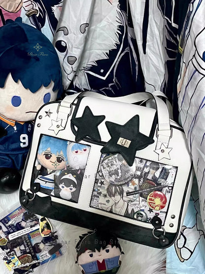 Y2K Trendy Star Ita Bag Lolita Girl Transparent Pocket Fashion Crossbody Bag Women's DIY Display Shoulder Bag Cute Purse Handbag.