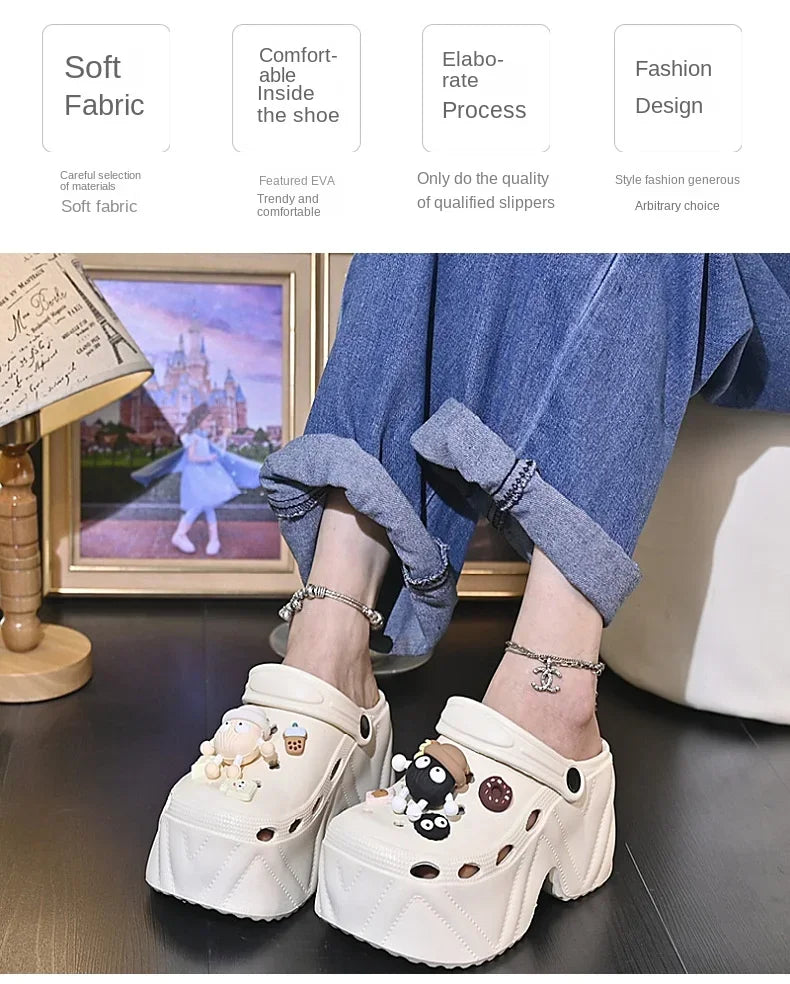 Women's Slippers 9CM High Platform Garden Fashion Clogs Shoes Women's Slippers Thick Bottom EVA Sandals Summer Girls Slippers.