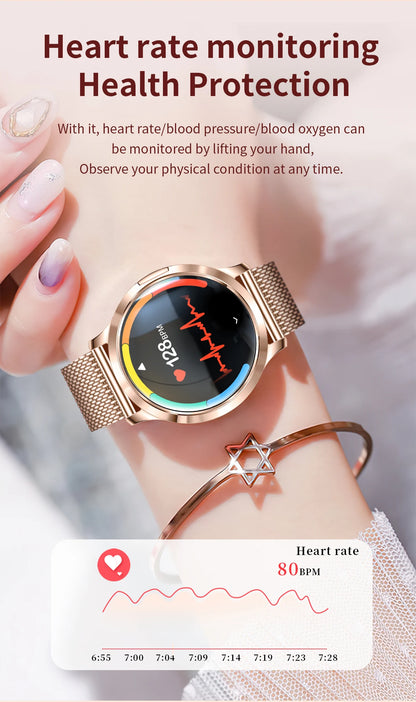 New Women Smart Watch 1.32"Ultra-thin AMOLED HD Screen Sport Fitness Bracelet Custom Watch Face Bluetooth Call Luxury Smartwatch.