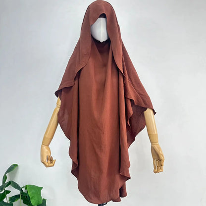 2025 Summer Muslim Women's Hijabs Traditional Soft Plain Scarf Khimar One Layer Stretch Soft Split Traditional Zip Chador