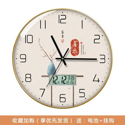 Wanduhr, Wohnzimmer mit Kalender, Zuhause, modisch, einfach, modern, Wanduhr, 2023, neuer Stil, stumm, Licht, Luxus