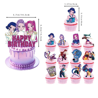 K Pop Dämonenjäger Party Ballon Kind Mädchen Alles Gute zum Geburtstag Party Dekoration Set 1-9. Nummer Ballon Banner Hintergrund Babyparty.