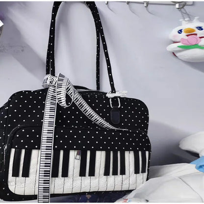 Fashion Polka Dot Ladies Piano Bag New Style Niche Underarm Shoulder Bag Sweet Personality Piano Backpack Women's Bag Square Bag.