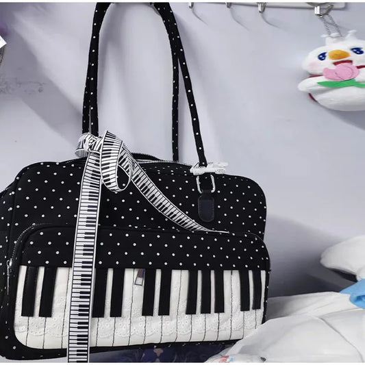 Fashion Polka Dot Ladies Piano Bag New Style Niche Underarm Shoulder Bag Sweet Personality Piano Backpack Women's Bag Square Bag.