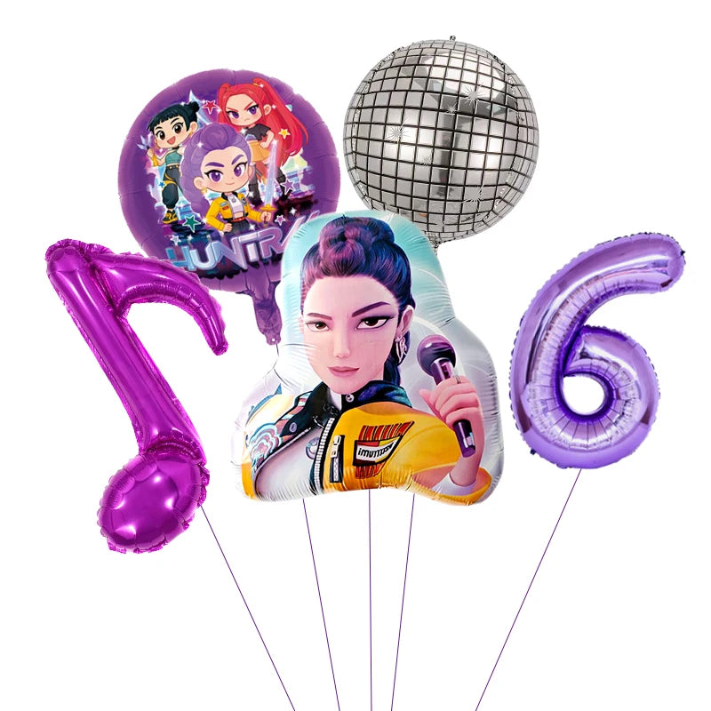 1 Set Kpop Dämonenjäger Thema Ballon Mädchen Alles Gute zum Geburtstag Party Dekoration Kinder Baby Dusche Geschenke Lieferungen.