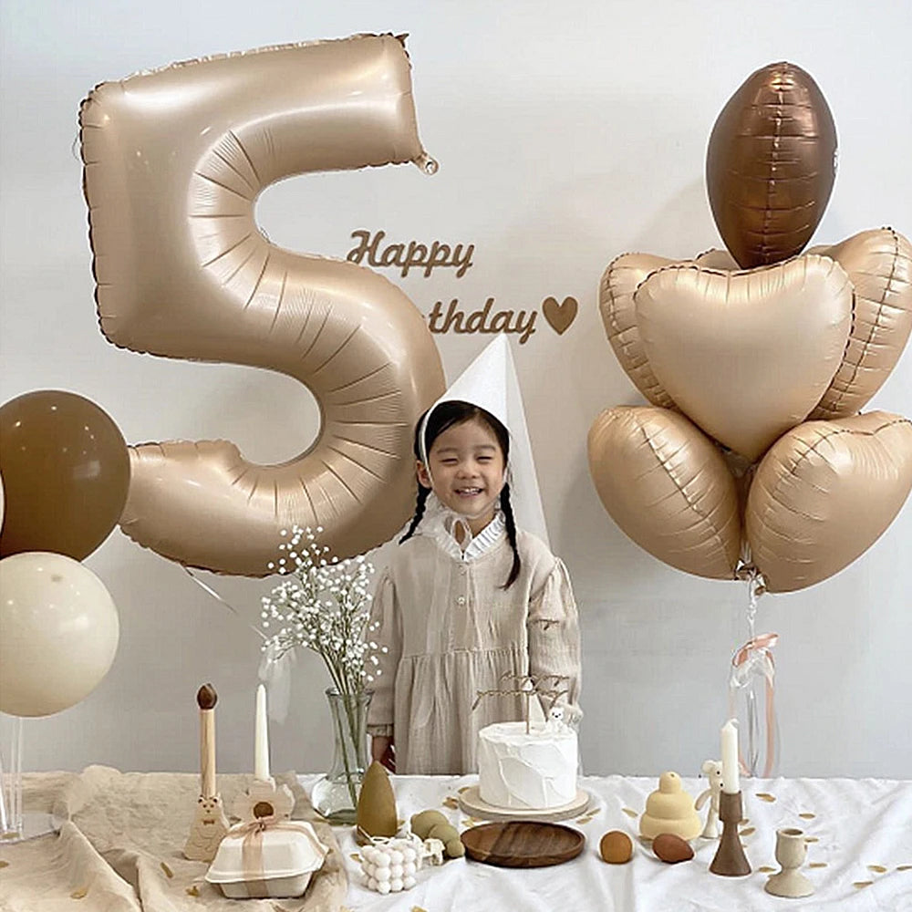 40in Cream Big Number Balloon 18in Three Color Love Foil Helium Balloons Aldult Birthday Set Boys Girls 1st Birthday Decorations