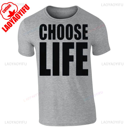 Choose Life Wham Retro 80s 80's Simple Letters T Shirt Woman Man Summer Music Festival High Quality Cotton Printed T-shirt.