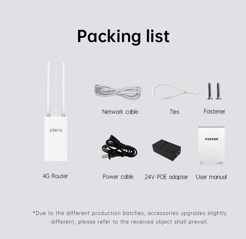 Plery IP66 CAT4 AX300 4G Router WiFi6 Outdoor Router For IP Camera/CPE 300Mbps Global LTE Router POE/DC Power 2*5dBi Antennas