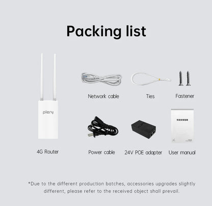 Plery IP66 CAT4 AX300 4G Router WiFi6 Outdoor Router For IP Camera/CPE 300Mbps Global LTE Router POE/DC Power 2*5dBi Antennas
