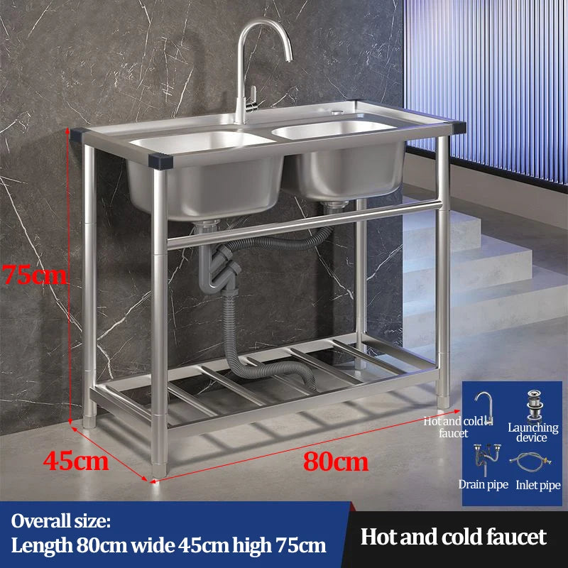 Wash Basin 304 Stainless Steel Sink with Bracket Single/double Sink Wash Basin For Kitchen, Garage, Laundry and Basement
