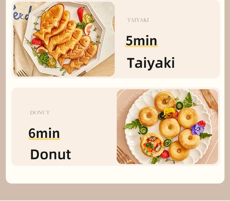 Electric Sandwich Maker Multifunctional Waffle Machine Toaster Baker Breakfast Machine Takoyaki Pancake Donuts Sandwichera 220V.