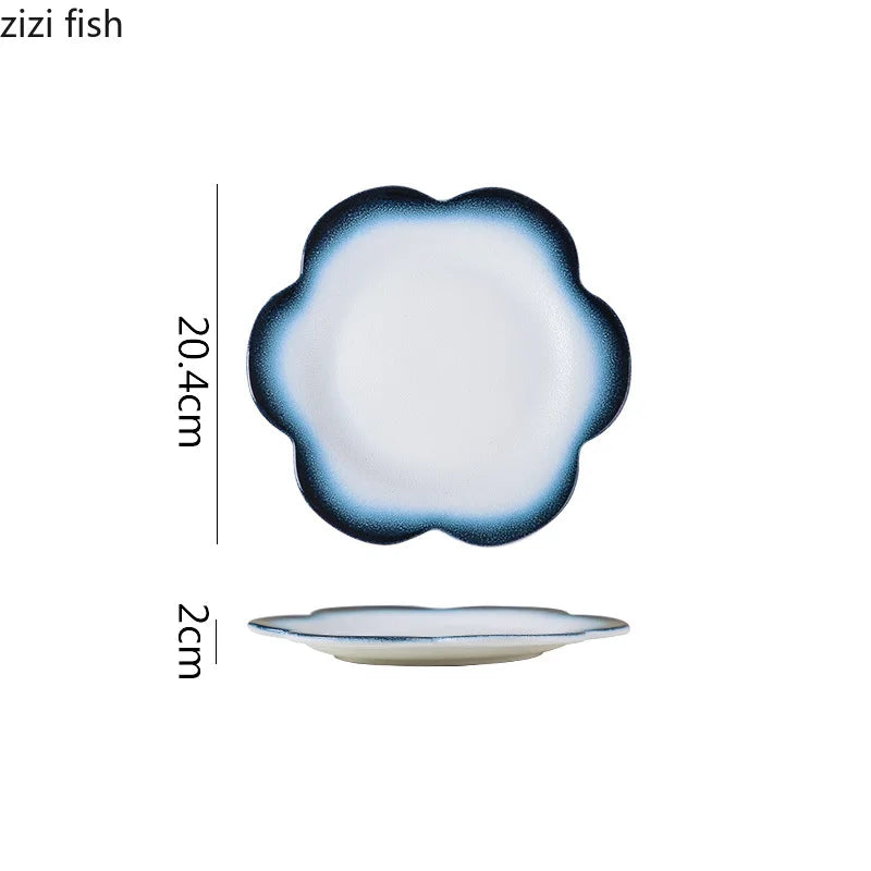 Creative Flower Shape Ceramic Plate Dessert Cake Plate Pasta Dish Sushi Plate Serving Plates Molecular Cuisine Tableware.
