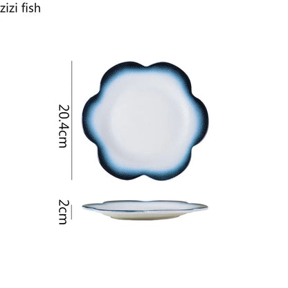 Creative Flower Shape Ceramic Plate Dessert Cake Plate Pasta Dish Sushi Plate Serving Plates Molecular Cuisine Tableware.