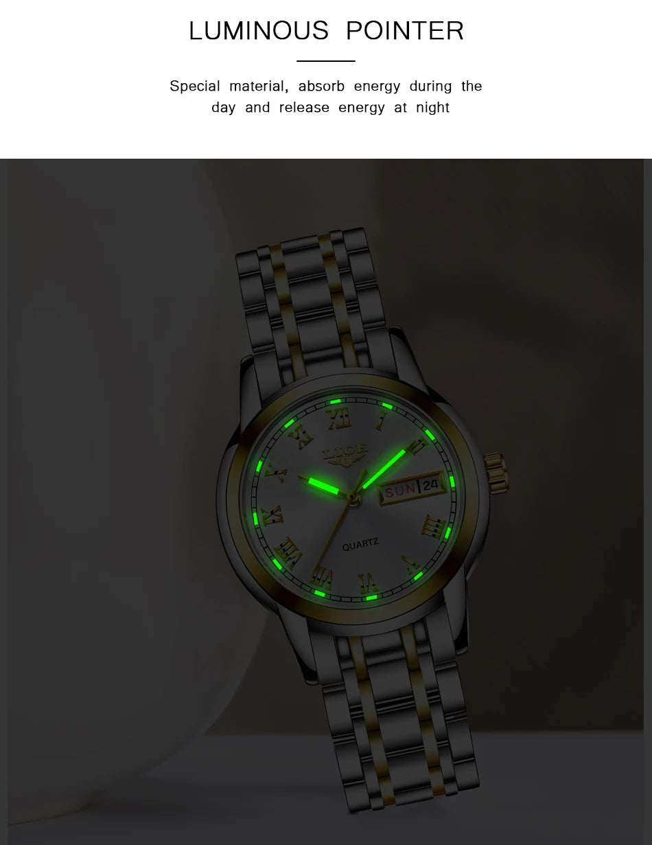 LIGE 2025 New Gold Watch Women Watches Ladies Creative Steel Women's Bracelet Watches Female Waterproof Clock Relogio Feminino.