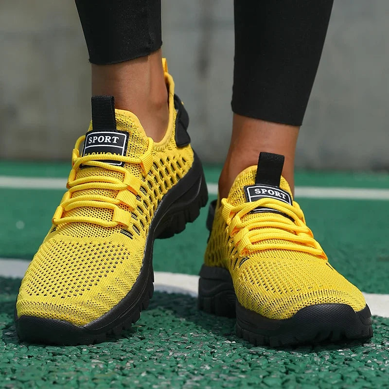 Fashion Men's Sneakers Trendy Breathable 2025 Comfortable Soft Running Shoe New High - Quality Knit Upper Lace Up Tenis Feminino.