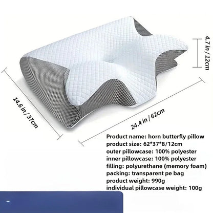 Butterfly Sleep Memory Neck Pillow Slow Rebound Comfortable Memory Foam Sleep Pillow Cervical Orthopedic Neck Massage Bed Pillow.