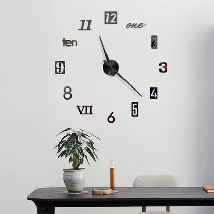2D/3D Große Römische Ziffer Acryl Spiegel Wanduhr Aufkleber Mode DIY Quarz Uhren Uhr Hause Dekoration Wohnzimmer Aufkleber