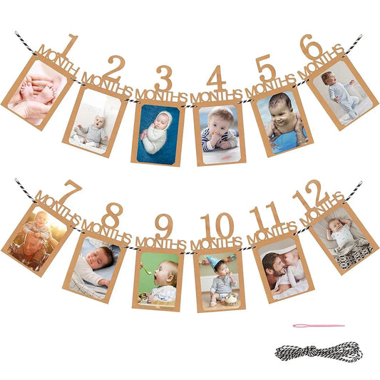 Geburtstagsbaby, ein Jahr, 12 Monate, Fotobanner für Babys, Jungen, Mädchen, 1. Geburtstag, Party-Dekoration, Fotogirlanden, Baby-First-Geburtstagsfeier.