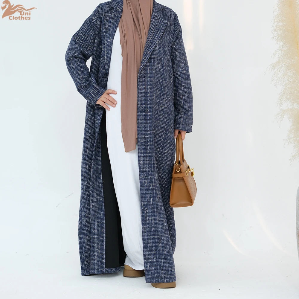 Ramadan Eid Winter Open Abaya Dubai Muslim Modest Coat Kimono African Dresses For Women Kebaya Kaftan Islam Robe Femme Musulmane.