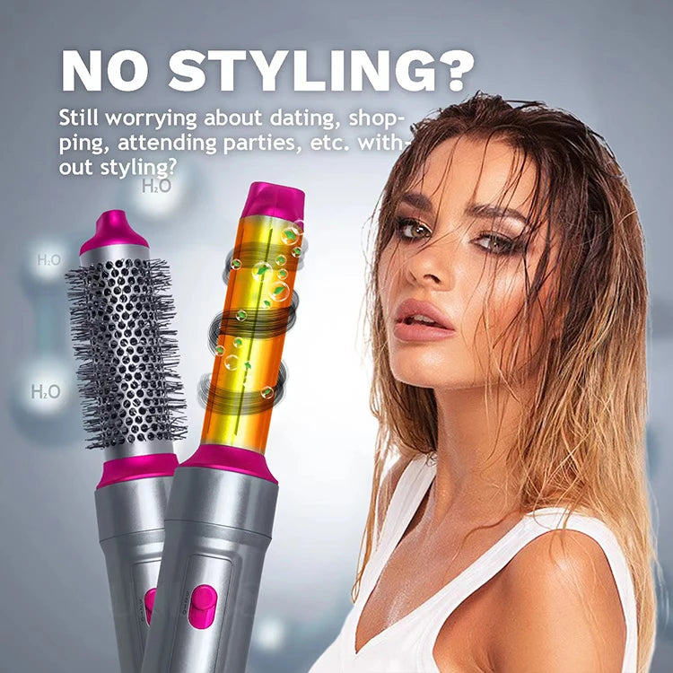 Hair Dryer 5-In-1 Electric Hair Comb Negative Ion Straight Curler Brush Blow Dryer Air Comb Removable Brush Kit Tool.