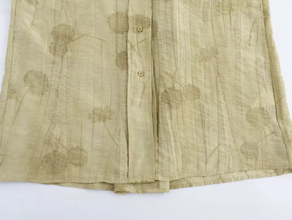 Women Print Long Pants Sets For Women Lapel Half Sleeve Single Breasted Shirts + High Waist Lace-Up Wide Leg Pants.