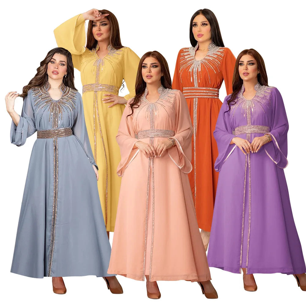 Floral Bedruckte Abaya Arabisch Langes Kleid Frauen Muslimischen Marokkanischen Kaftan Robe Golf Jalabiya Dubai Islam Türkei Kleider Ramadan Kleid.