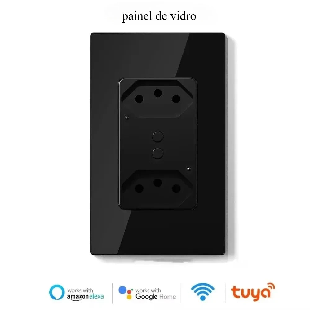 Melery Brasilien WiFi Smart Leben Dual Wand Steckdose Tuya Elektrische Stecker Outlet PC/Glas Touch Panel Alexa Dot Google hause Assistent.