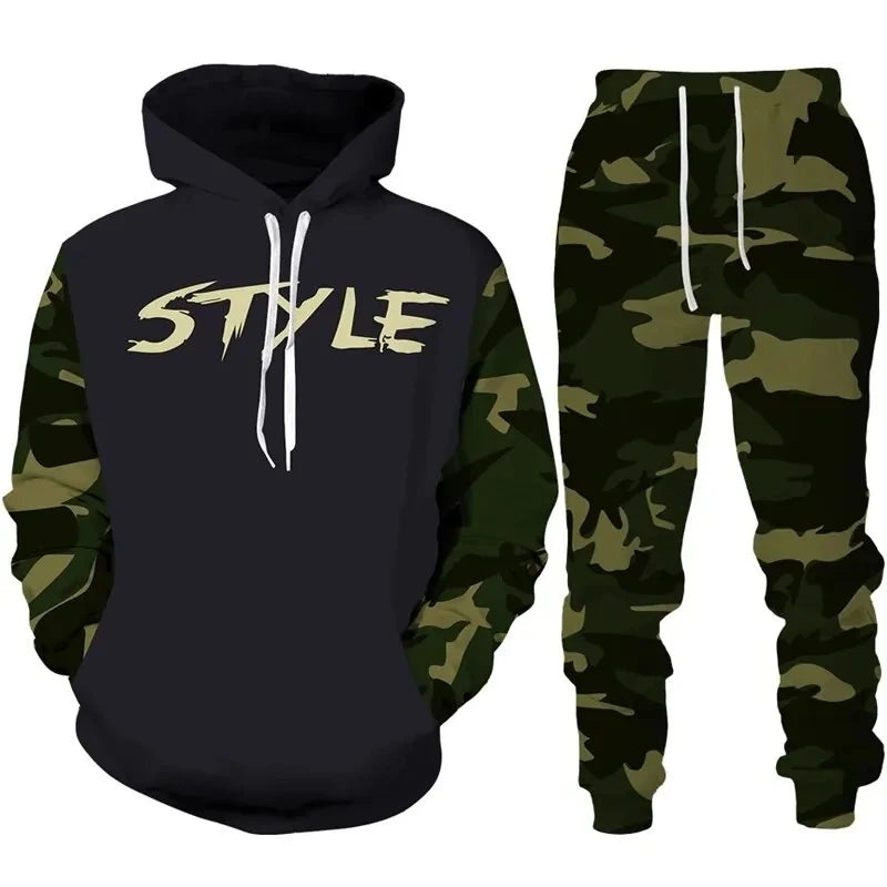 2024 New Camouflage Hoodie Pant Suit 3D Printed Casual Men Women High Quality Tracksuit Outfits Fashion Men's Clothing 2pcs Sets.