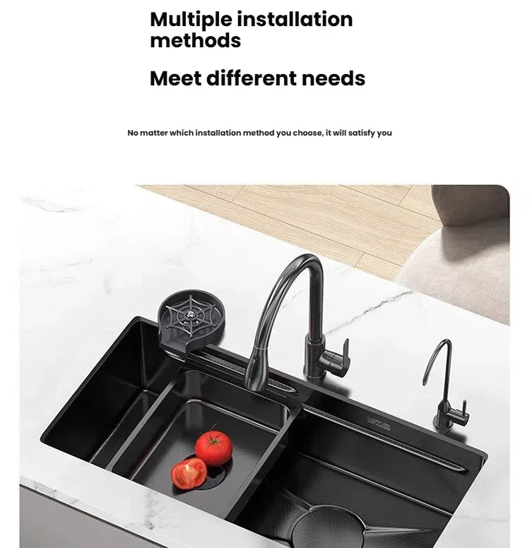 Gray Stainless Steel Kitchen Sink Large Single Slot Multifunctional Nano Honeycomb Embossed Wash Dish Basin Undermount Basin