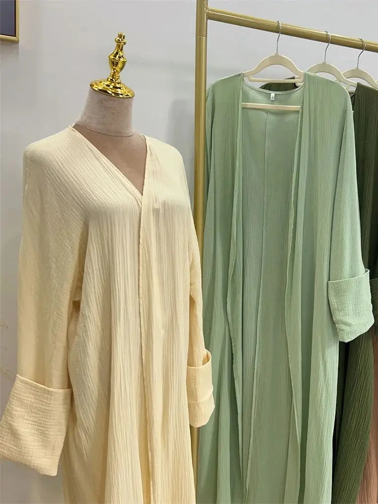 Modest Kimono Abaya Dubai Muslim Sets Islam Kaftan Dresses Kebaya Robe Femme Musulmane Abayas For Women Caftan Marocain Djellaba.