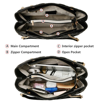 FOXER Women Fashion Quilted Shoulder Bag Female Classic Underarm Bag Vintage Lady Simple Tote Bags Chrismas Gift.