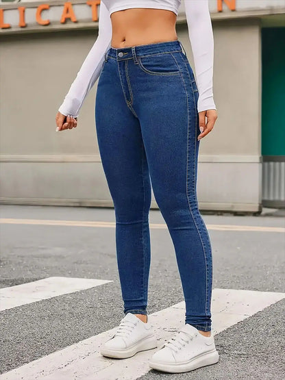 Spring 2025 Women's Retro Slim Fit Denim Jeans High Waist Elastic Butt Lifting Long Pants Trendy Girls High Waist Jeans.