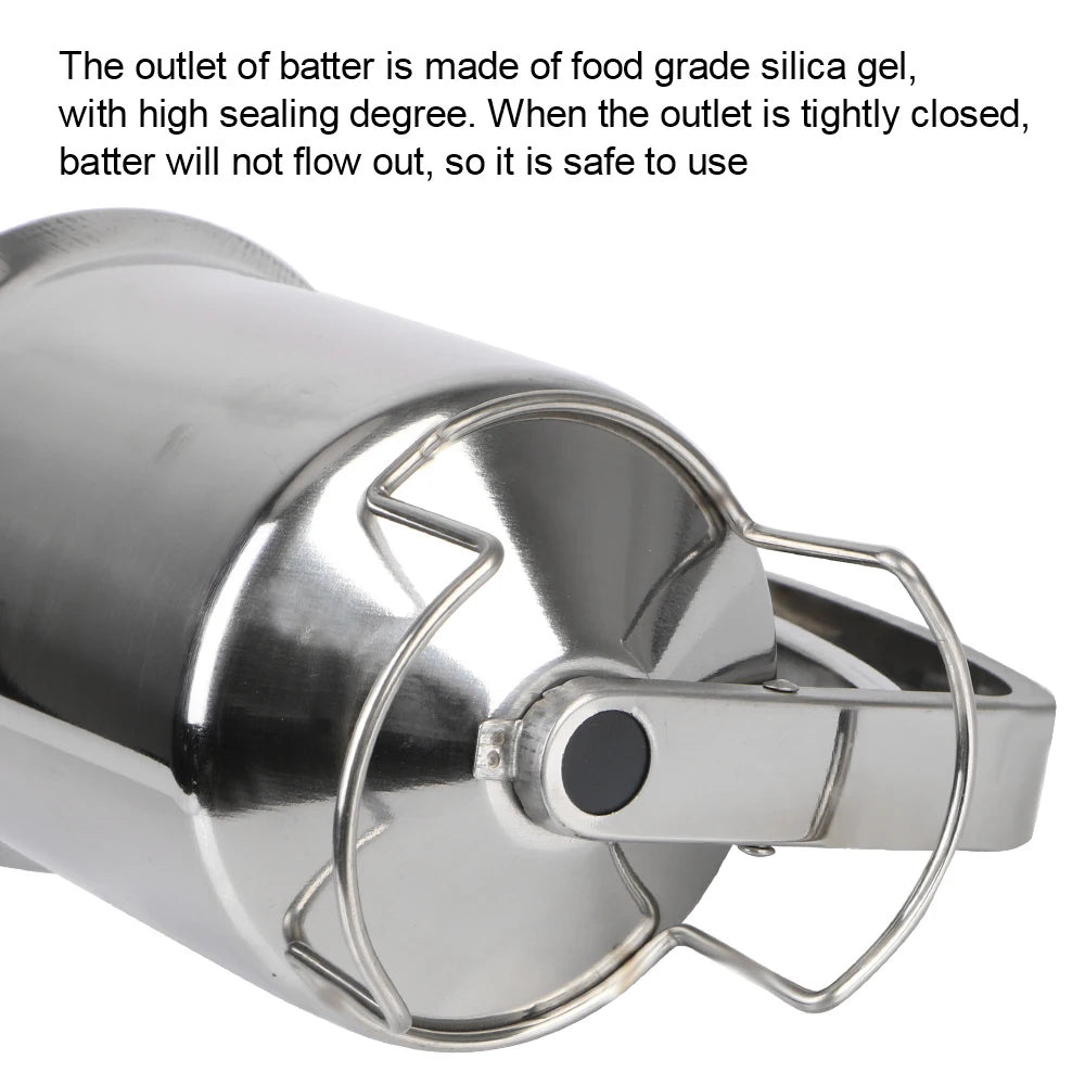 Handheld Stainless Steel Batter Dispenser Cake Cupcake Dough Dispensers Kitchen Tool Baking Waffles Flour Paste Piston Funnel.