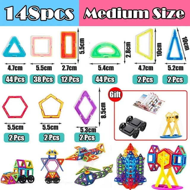 30-168pcs Magnetic Blocks Magnetic Designer Construction Set Educational Building Blocks Magnet Toys for Children Gifts.