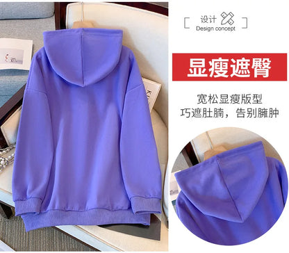 150kg plus size Damen büste Herbst Kapuze neun Farben Sweatshirt lose Langarm Top 6xl 7xl 8xl 9xl 10xl