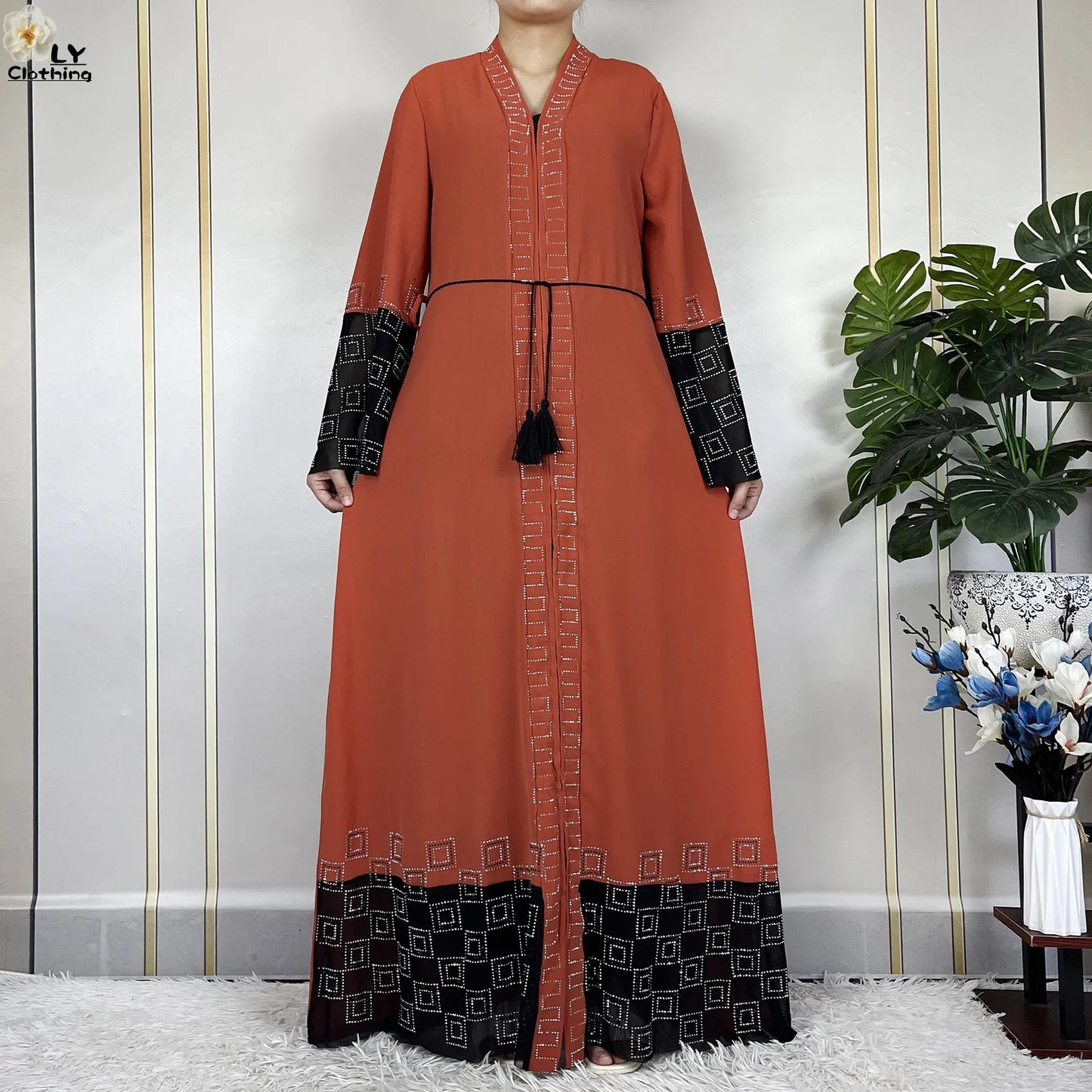 2024 For Women Elegant Dresses Dubai Party Outfits Long Sleeved Chiffon Dashiki Muslim Women Robe Open African Abaya Clothing.