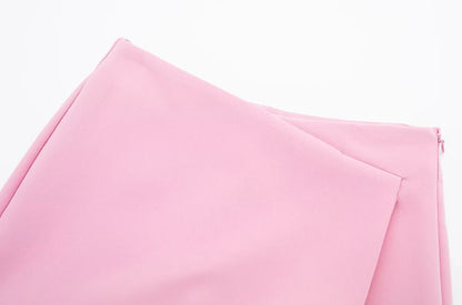 Women Fashion Asymmetric Pareo Style Self Overlay Shorts Skirts Vintage High Waist Side Zipper Female Skort Mujer.