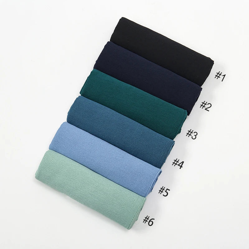 New Arrival Crinkle Rayon Hijab Women Muslim Scarf Shawls Solid Headscarf Wraps Big Size Plain Islamic Turban Headbands Foulard.