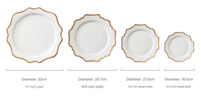 Multi Size Nordic Phnom Penh White Sun Flower Ceramic Plate Set Restaurant Wedding Household Bone China Western Steak Salad Dish.