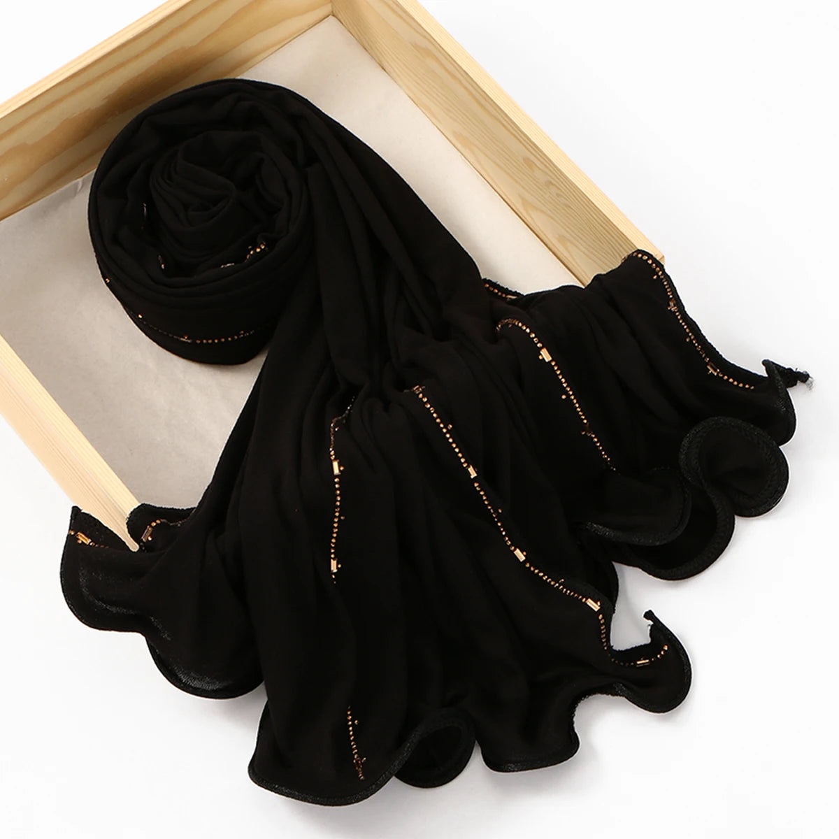 Rhinestone Modal Cotton Jersey Hijab Scarf For Women Stretch Shawl Plain Muslim Headband Fashion Solid Color Long Muffler.