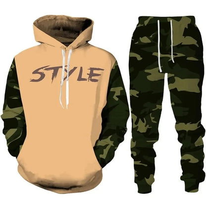 2024 New Camouflage Hoodie Pant Suit 3D Printed Casual Men Women High Quality Tracksuit Outfits Fashion Men's Clothing 2pcs Sets.