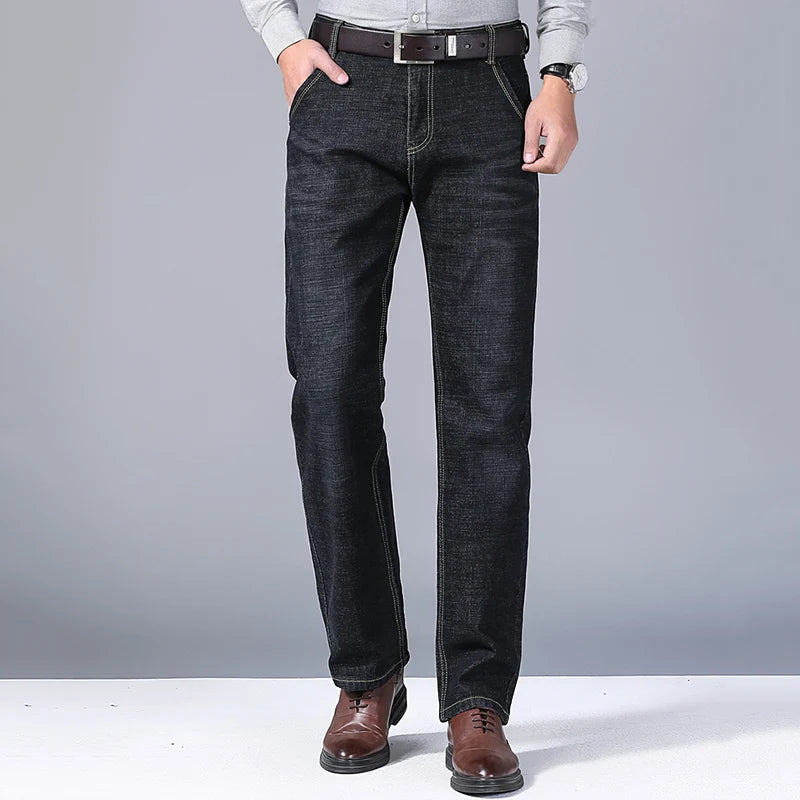 2024 Fashion Men Stretch Loose Straight Jeans Casual Elastic Slim Fit Denim Pants Male Brand Business Trousers Large size 38 40